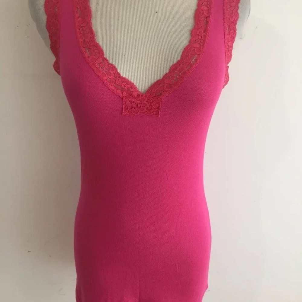 Y2K Splendid Pink Lace-Trim Tank